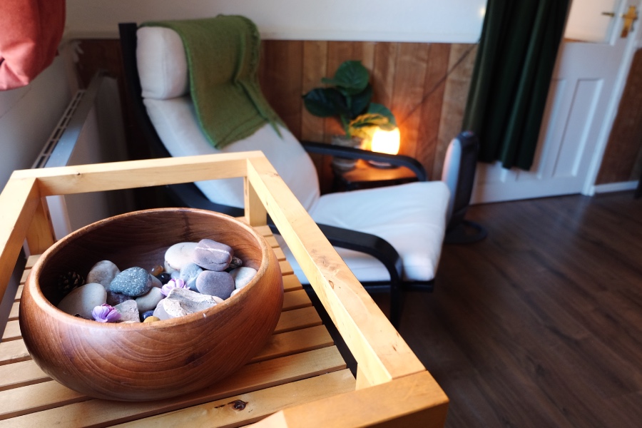 Welcoming therapy space for somatic therapy and psychotherapy sessions supporting nervous system healing in Birmingham
